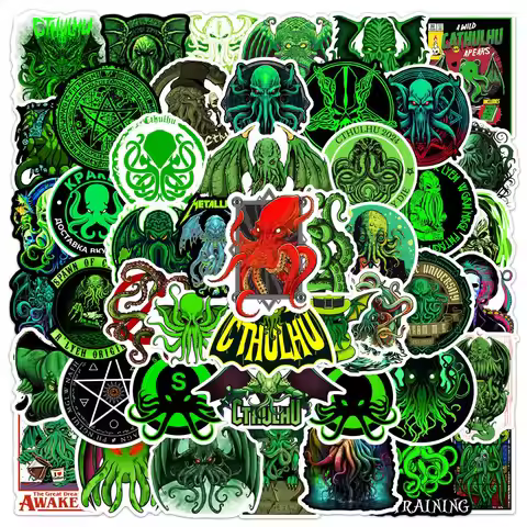 50Pcs Horror Great Cthulhu Mythos Stickers Laptop Skateboard Suitcase Luggage Phone Decal Cartoon St