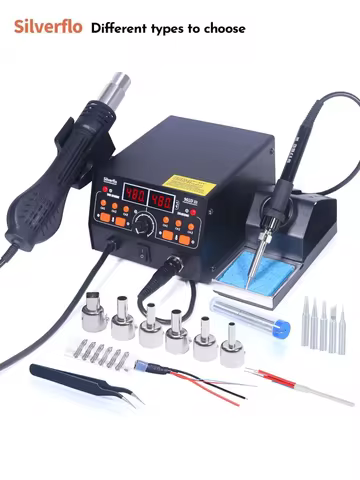 Silverflo 902D-III Welding Station 750W Hot Air Soldering Station with 3 Preset Channels,Sleep Mode,