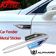 2pcs/Set Toyota Alphard Car Fender Metal Sticker Exterior Decorative Right/Left Decals Modification for Alphard AH10 AH20 AH30 AH40 Accessories