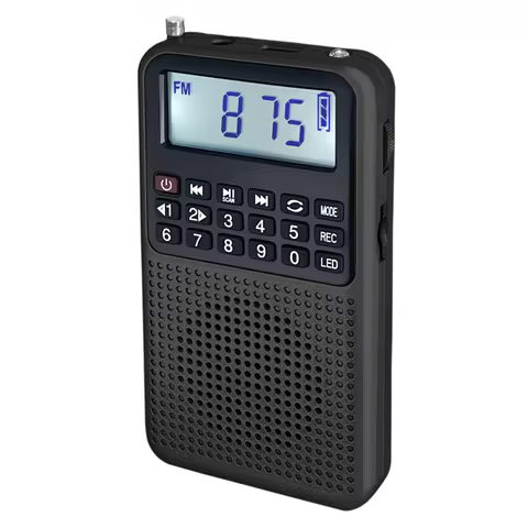 L-628 Mini FM Radio with TF Card Slot Flashlight LED Light Earphone Jack Rechargeable Battery Radios