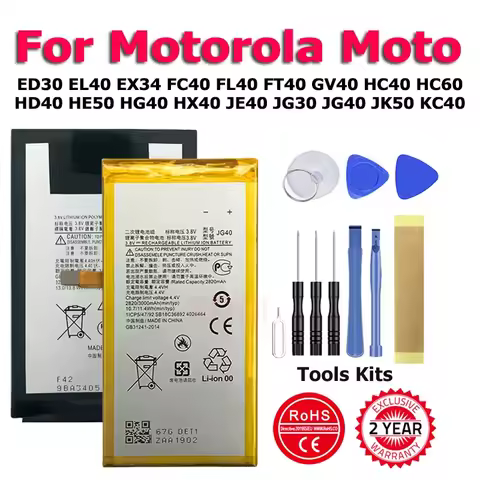 ED30 EL40 EX34 Battery For Motorola Moto Z C J Z2 Z3 E2 E3 E4 E5 E6 G G2 G3 G4 G5 G7 Q8 E X X+1 X4 P