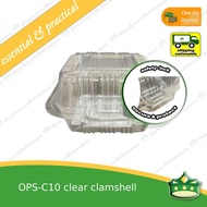 [100 pcs] clear square clamshell OPS-C10 clearview food containers for sliced cakes pastries cookies