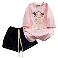 Set short black shorts with big straps, + super cute camisole T-shirt mix-thubio9ff98