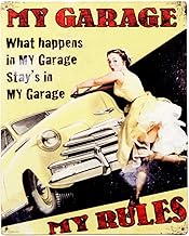 Akizuki Boeki HLHT20151 Antique Metal Plate, MY GARAGE RULES W 7.9 x H 9.8 inches (20 x 25 cm)