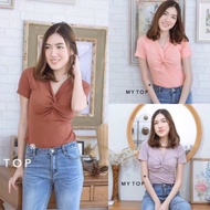 My My​ top​ Lot19 Short-Sleeved Shirt Twisted Style sexy Chest G87 CARDIGAN_NISTA (MT27A)