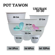 Pot Bunga Tawon Putih isi 1 3pcs/ 6pcs/12pcs Pot Besar Jumbo Pot Ukuran Sedang Pot Mini Ukuran 10 12 15 18 21 24 27 30 cm Pot Tanaman Hias Pot Bunga Murah 1Lusin Pot Bunga Plastik Lusinan Murah Pot Bunga Pot Tawon Ukuran 30cm 24cm 21cm 18cm 15cm 12cm 10cm