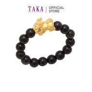 FC1 TAKA Jewellery 999 Pure Gold Mini Baby Pixiu with Beads Ring