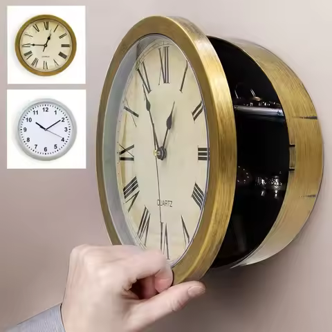 Vintage Wall Clock Living Room Home Decoration Safe Box Secret Storage Box Safe Money Jewelry Valuab