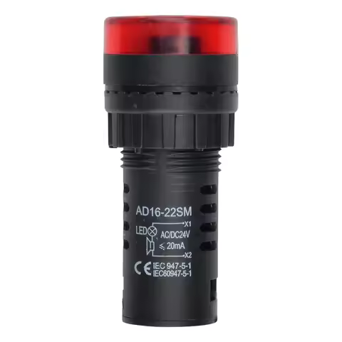AD16-22SM Buzzer Intermittent Sound LED Light Flashing Indicator AC/DC Buzzer Alarm DC12V 24V AC110V