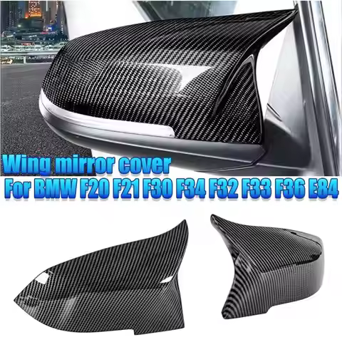 1 Pair Mirror Cover Cap Left & Right For BMW 1234 Series X1/F20 F22 F30 F32 Replaceable Carbon Fiber