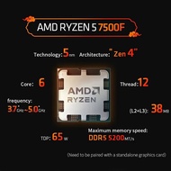 default NEW AMD Ryzen 5 7500F R5 7500F 3.7Ghz 6-Core 12-Thread CPU Processor 5NM L3=32M 100-00000059