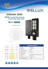 WELLUX โคมไฟถนนโซล่า 100W 200W 300W LED STREET LIGHT SOLAR รุ่น BARCELONA SERIES สว่างยันเช้า