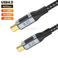 0.5/1/1.8 PD 240W USB C To C Fast Charging Cable 40Gbps Male To Male Braided Type C to C Charger Cab