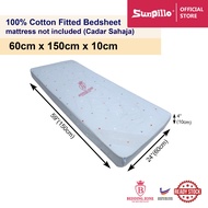 Children Cotton Fitted Bedsheet (60cm x 150cm) Cadar Sahaja(Fitted Bedsheet Suitable for mattress si