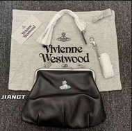 【官方行貨】Vivienne Westwood 可感鏈條肩帶 餃子包 單肩斜背包 羔羊皮皮夾 常規女款黑色