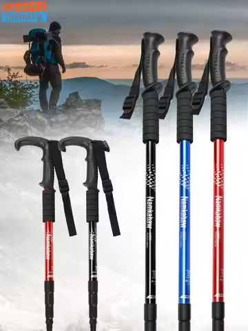Outdoor Hiking Cane Telescopic Trekking Poles Climbing Hiking Stick Baton Aluminum Alloy Walking Sti