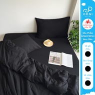 GONI FRESH duvet cover set in Wrinkle Black - Elastic bed sheets 4-25cm high, sizes 1m, 1m2, 1m4, 1m