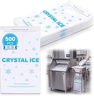 Maitys Ice Bags10 LB, Pack of 500 Bags on Wire Wicket with Twist Ties, 12" ×19", 1.38Mil, Reusable H