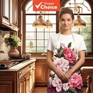 Linen Apron with Colorful 3D Rose Pattern  Apron Linen, dengan Corak Mawar 3D Berwarna-warni