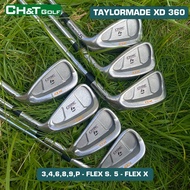Taylormade XD 360 iron golf club set, 7 clubs: 3, 4, 5, 6, 8, 9, P, Flex S, X, in good condition.