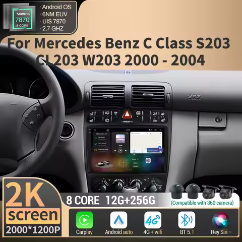 For Mercedes Benz C Class S203 CL203 W203 2000 2001 2002 2003 2004 Multimedia GPS Android Carplay 4G