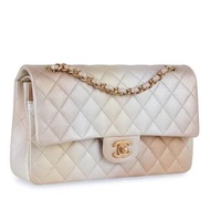 Chanel classic cf flap bag 幻彩 beige gold 牛皮 calfskin iridescent