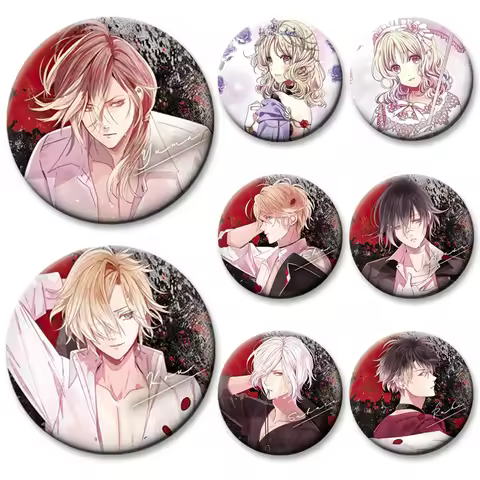 Round Display Pins Anime Diabolik Lovers Badge Sakamaki Shu Ririe Komori Yui Sakamaki Reiji Sakamaki