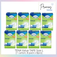 Tena Value Adult Diapers (Tape) Size L [8pack x 8pcs]