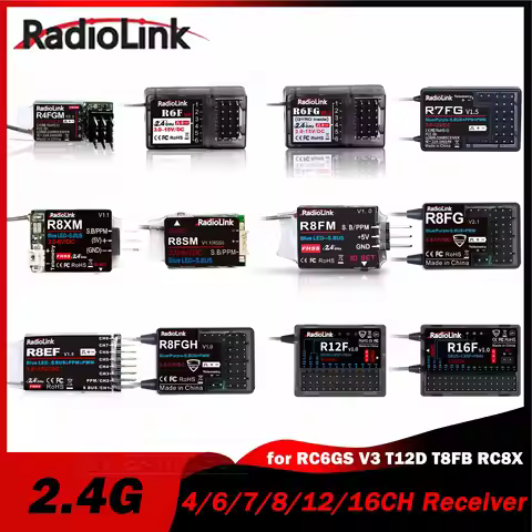 RadioLink 4/6/7/8/12/16CH 2.4G R4FGM R6FG R7FG R8SM R12F R16F Receiver for RC6GS V3 T12D T8FB RC8X T