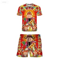 [Ready Stock] Summer New Style Cartoon GGBond Pigman God of Wealth Suit 3D Printed Short-Sleeved Fas