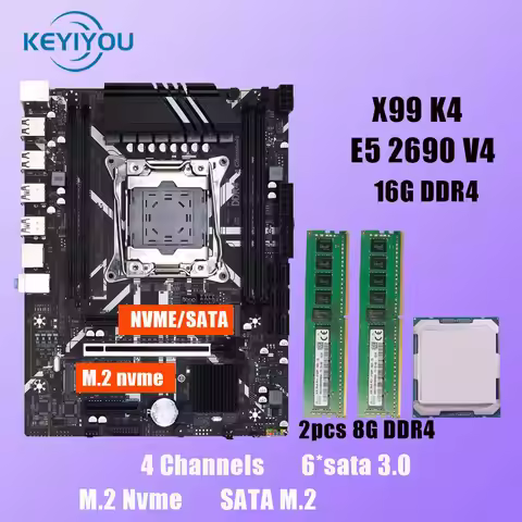 KEYIYOU X99M4D4 Motherboard Xeon Kit E5 2680 V4 2682 V4 2690 V4 E5 2667 V4 CPU Quad-channel DDR4 RAM