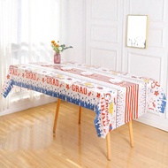 3pcs/Set, 137*274CM/53.94*107.87IN Disposable Table Cloth & Skirt Set, Blue & Red Graduation Theme P