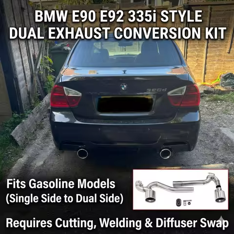 Dual Outlet Exhaust Conversion for BMW E90 E92 318i 320i Petrol 335i Style Stainless Steel Muffler E