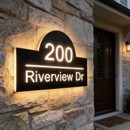 LED House Number Box stainless steel Nameplate LED Modern Light House Number Address Sign Plate Boar