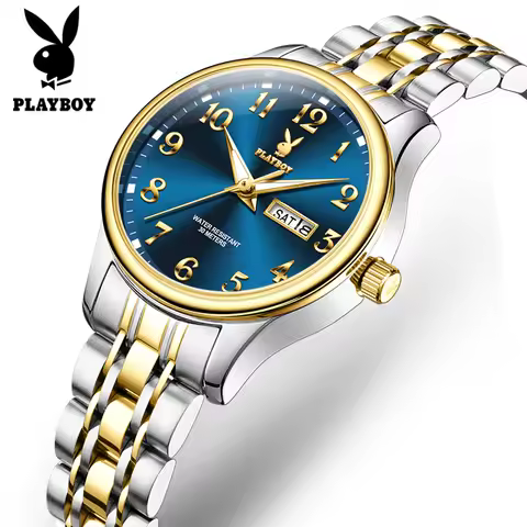 PLAYBOY Original Business Watches For Woman Quartz Watch Waterproof Super Luminous Stainless Steel W