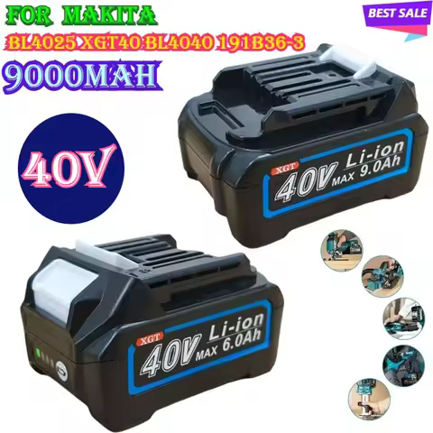 40V Max 9Ah 9000mAh Replacement Lithium Battery for Makita BL4025 XGT40 BL4040 191B36-3 Rechargeable