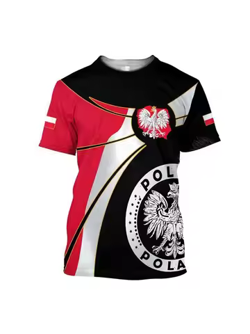 Men's T Shirt For Men Clothing Poland National Flag 3D Printing Oversized T-shirts Loose t-shirt qui