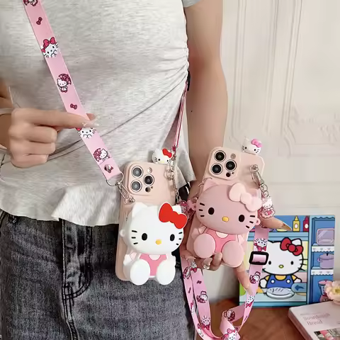 Kitty Wallet Case With Accessories For Samsung Galaxy A16 A06 A26 A56 A04E A05 A05s A15 A25 A35 A55
