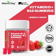 【EXP:2026/11】Natures Key Halal Vitamin D3 + B12 Gummies Stronger Bones  Immune Boost  Energy Support