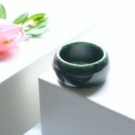 Genuine Burmese Jade Ring Dark Green Rare Tone size 66-67 mm