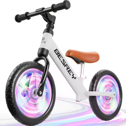 12" Colorful Lighting Balance Bike 2 Year Old, Toddler Balance Bike with Strong Iron Frame, EVA Flat