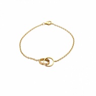 Cartier LOVE18K金雙環手鏈18K黃金S-M碼黃金手鍊／手環
