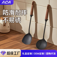 志高 - 鑄鐵鍋鏟家用防鏽｜加長木柄炒勺｜廚師專用炒菜鏟｜耐高溫不沾鍋鏟｜加厚鑄鐵鏟頭｜防滑手柄設計｜廚房耐用炒鏟｜防燙鍋鏟｜傳統鐵鍋鏟｜重型炒菜鏟