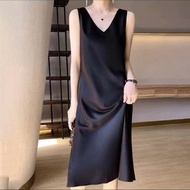 [Lady Snow] Fashion 26 0702 Summer Popular French Dress Satin Classy Slimmer Look Pullover Skirt Wom