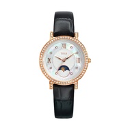Solvil et Titus Chandelier Women's 3 Hands Quartz with Day Night Indicator in Black Leather Strap W06-03261-003