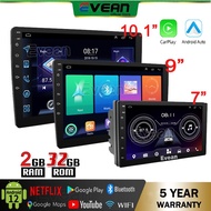 Evean 7/9/10 Inch 2Din Android Player Radio Head Unit With Wireless Carplay and Android Auto Car Multimedia Player Wifi GPS Bluetooth