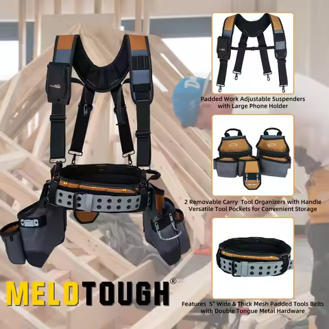 Tool Belt with Sling Tool Pouch Supenders Framer's Comb Apron Construction Tool Pouch Builder Heavy 
