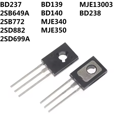 50PCS BD237 2SB649A 2SB772 2SD882 2SD669A BD139 MJE13003 BD140 MJE340 MJE350 BD238 triode transistor