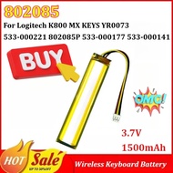 2-4Pcs 802085 3.7V 1500mAh Wireless Keyboard Battery for Logitech K800 MX KEYS YR0073 533-000221 802