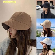 Summer Wide Brim Sunhat Women Sun Hats Foldable Adjustable Outdoor Beach Bucket Hat UV Protection Visors Fisherman Ponytail Caps